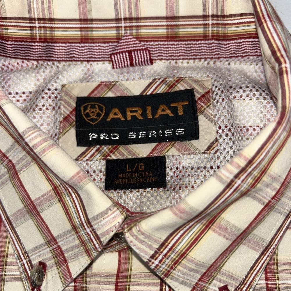 Ariat Pro Series Long Sleeve Button Down Windowpane Gingham Check Plaid Mens L - Picture 2 of 10